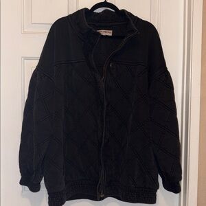 Free People Juno Quilted Jacket Top Bomber Oversized Buttondown Cotton